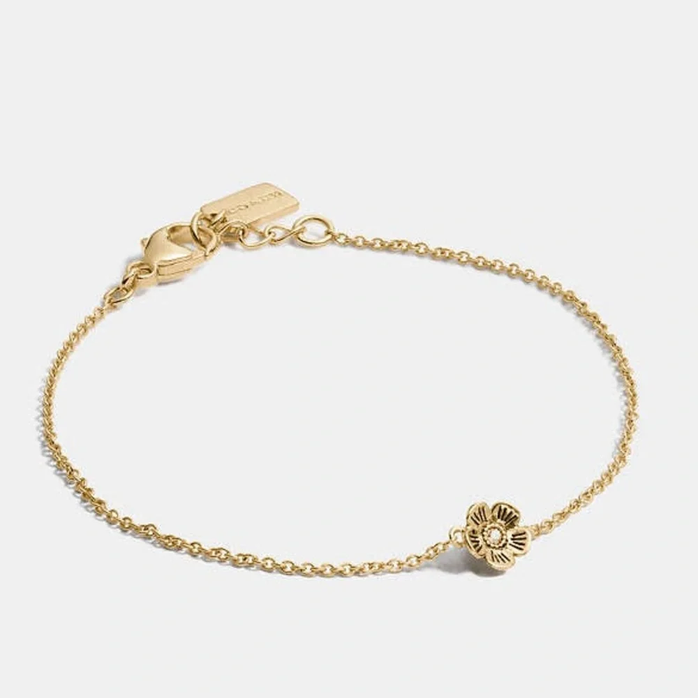 RARE COACH MINI DEMI FINE TEA ROSE 18K GOLD OVER STERLING SILVER BRACELET - Picture 1 of 9